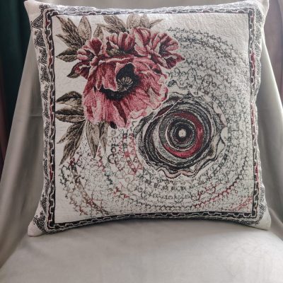 Față de pernă decorativă cu model abstract și floare