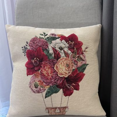 Față de pernă decorativă-Balon cu aer cald floral