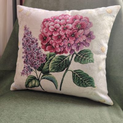 Față de pernă decorativă-hortensie si liliac