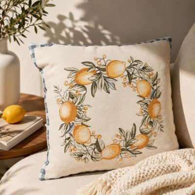 Față de pernă decorativă-coroană de lămâi