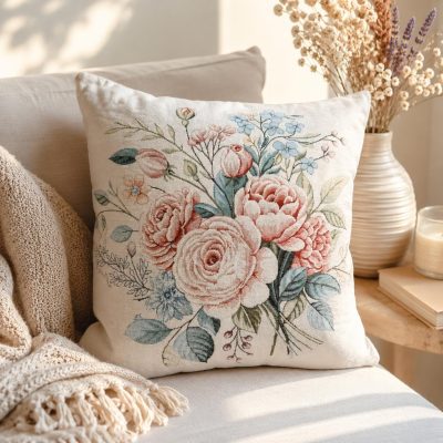 Față de pernă decorativă-Buchet de Trandafiri