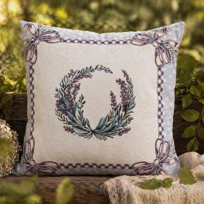 Față de pernă decorativă-model floral lavandă