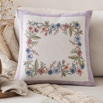 Față de pernă decorativă-broderie florală