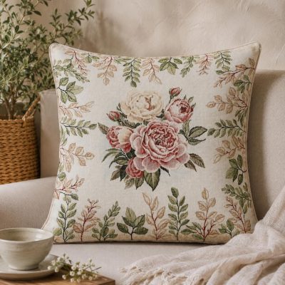 Față de pernă decorativă-trandafiri și motive florale