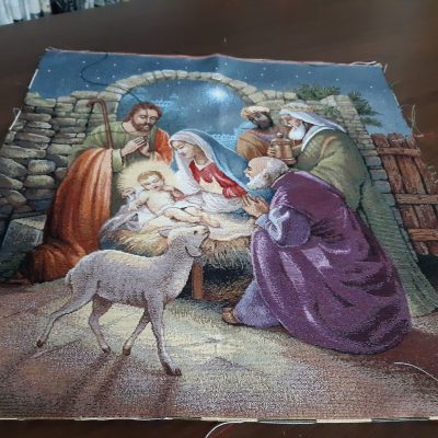 Față de pernă decorativă de Crăciun-Scena nașterii Domnului