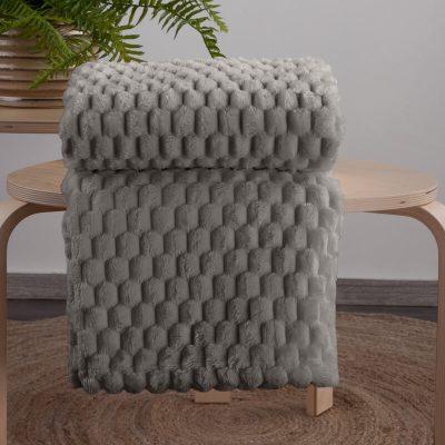 Pătură pufoasă gri-200X220