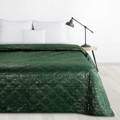 Cuvertură microfibră cu model-verde inchis 220X240