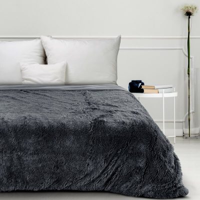 Pătură pufoasă gri inchis-170X210